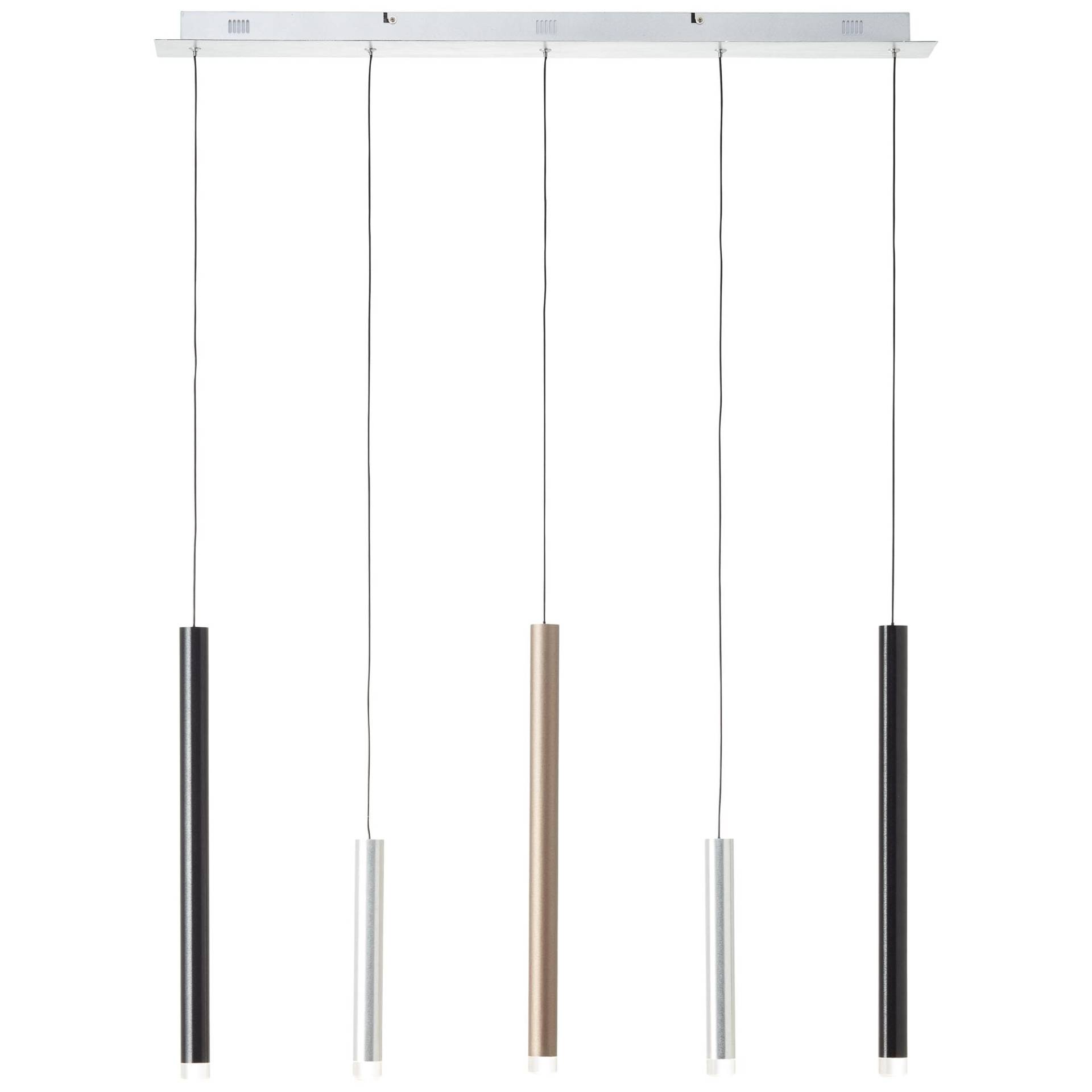 Brilliant LED Pendelleuchte »Cembalo«, 5 flammig-flammig, H 120cm, B 89cm, 3-Stufen dimmbar, 2600lm, warmweiss, alu/schwarz/braun von Brilliant