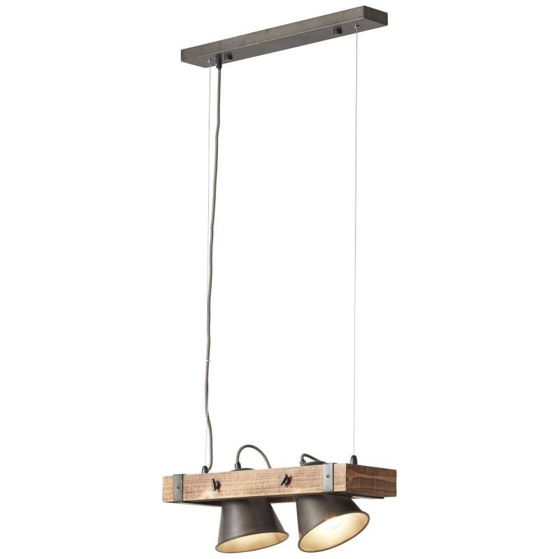 Brilliant Pendelleuchte »Decca«, 2 flammig-flammig, H 115 cm, B 51 cm, 2 x E27, schwenkbar, kürzbar, Metall/Holz, schwarz von Brilliant