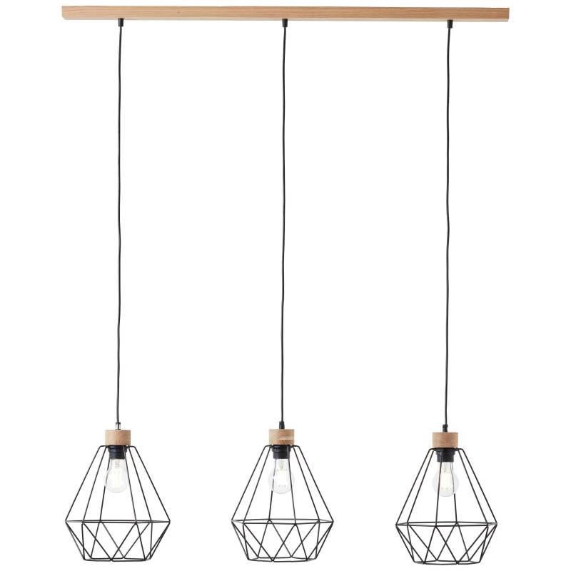 Brilliant Pendelleuchte »Drewno«, 3 flammig, Leuchtmittel E27   ohne Leuchtmittel, Hängelampe 3flg schwarz/holzfarbend von Brilliant