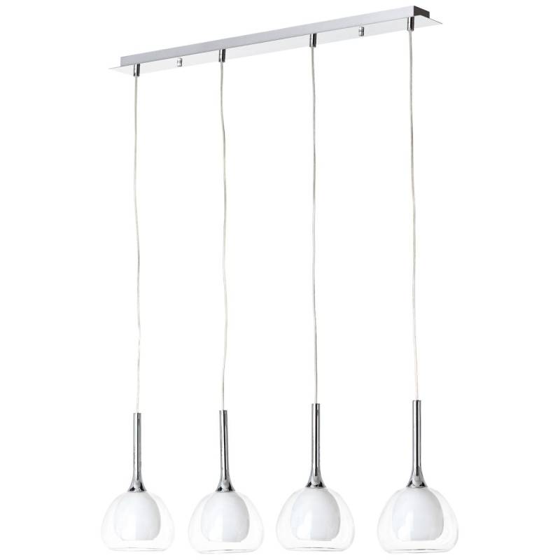 Brilliant Pendelleuchte »Hadan«, 4 flammig, Leuchtmittel E14   ohne Leuchtmittel, Hängelampe 4flg chrom/weiss-transparent von Brilliant