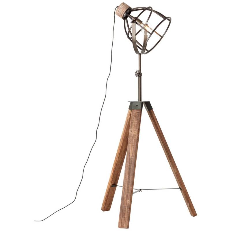 Brilliant Stehlampe »Matrix Wood«, 1 flammig, Leuchtmittel E27   ohne Leuchtmittel, Stehlampe dreibeinig schwarz stahl von Brilliant