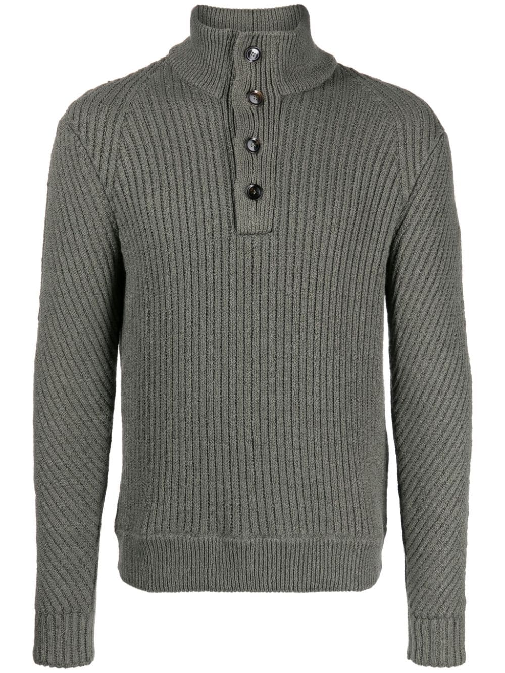 Brioni chunky-ribbed cotton jumper - Green von Brioni