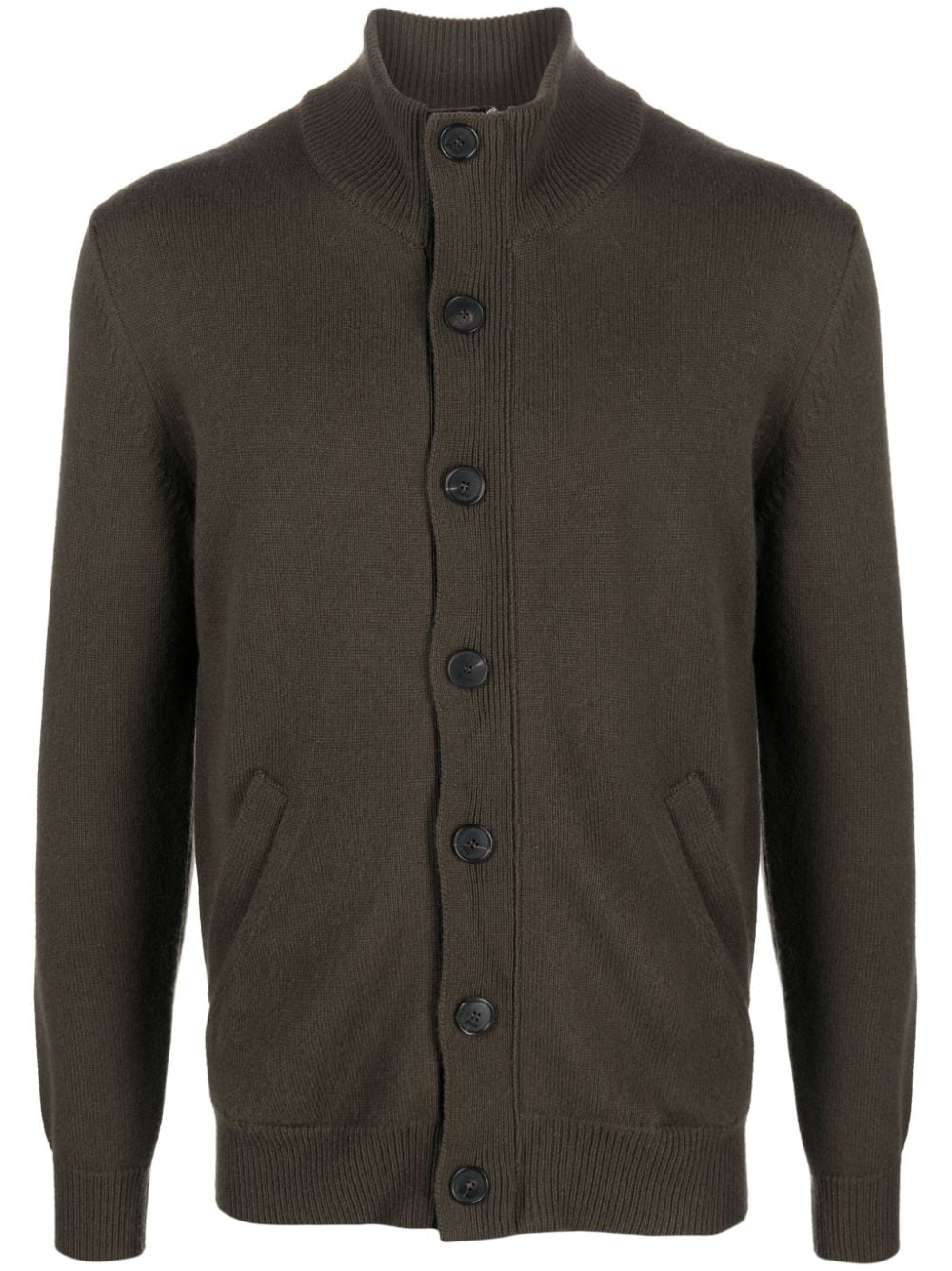 Brioni leather-trimmed cashmere cardigan - Green von Brioni