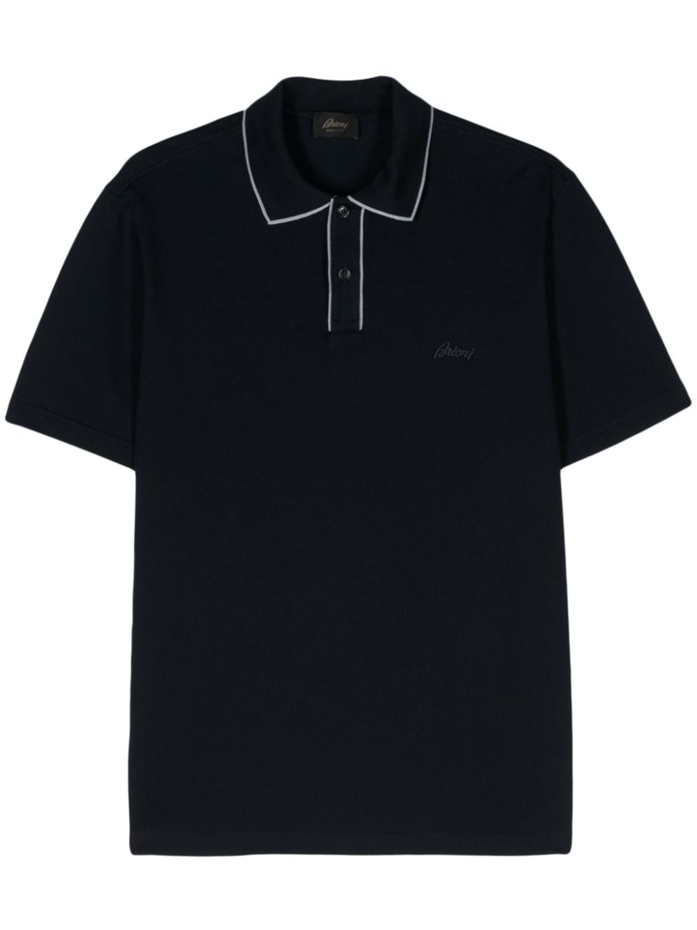 Brioni logo-embroidered cotton polo shirt - Blue von Brioni