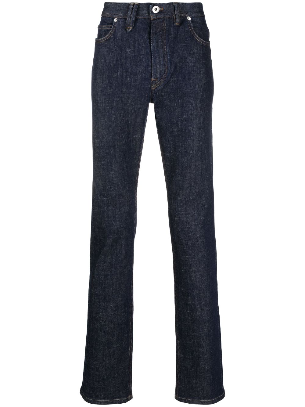 Brioni logo-patch straight-leg jeans - Blue von Brioni