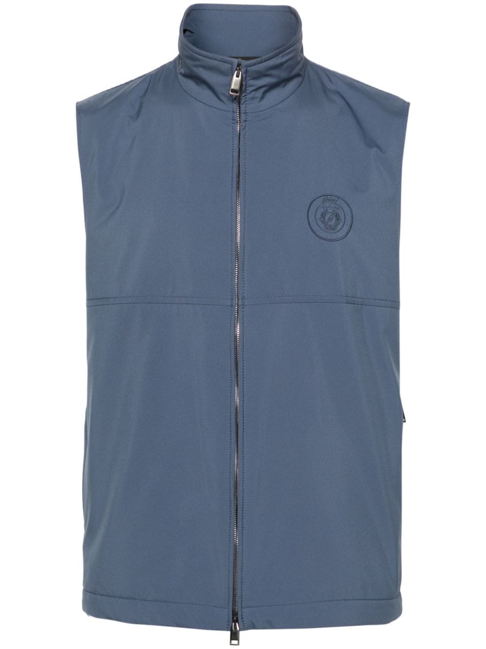 Brioni logo-patch zip-up gilet - Blue von Brioni