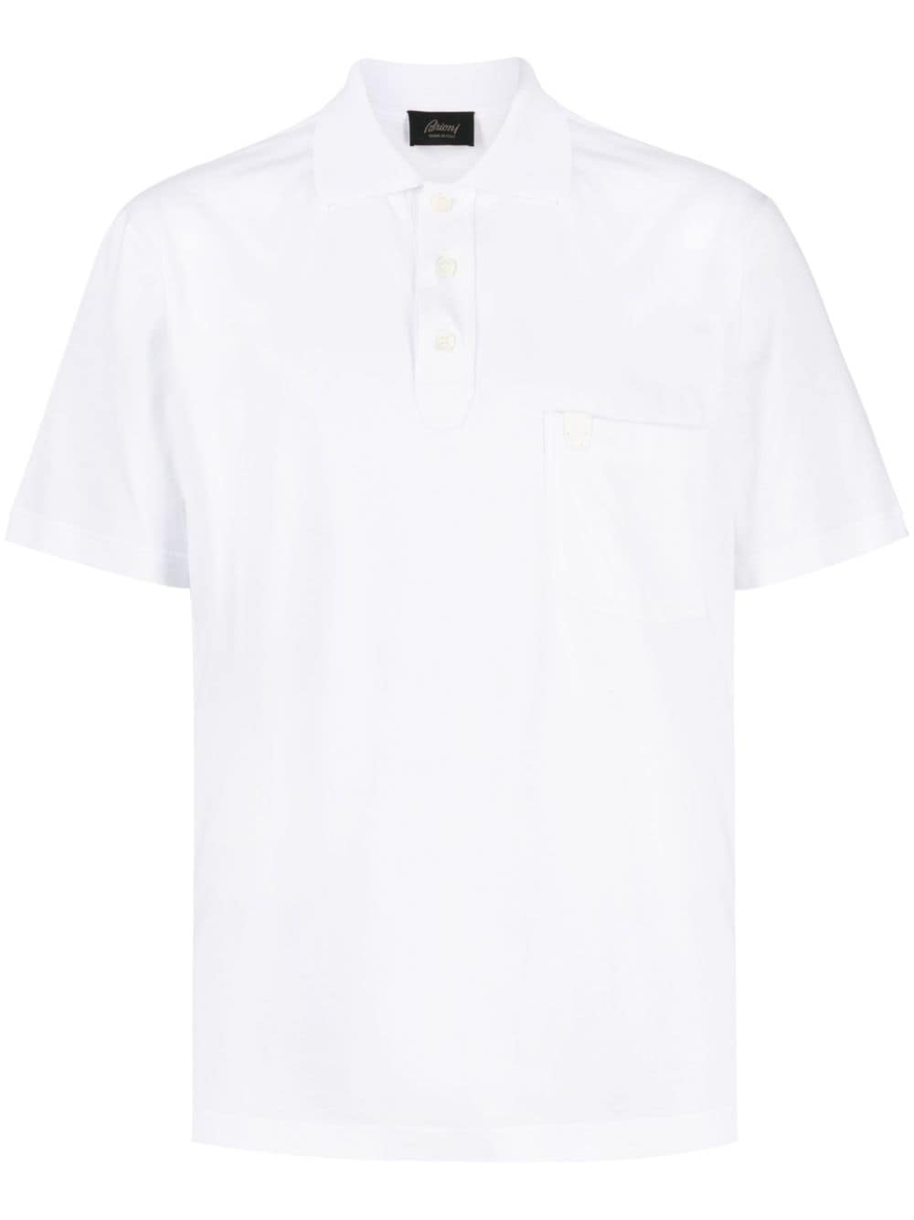 Brioni logo-tag cotton polo shirt - White von Brioni