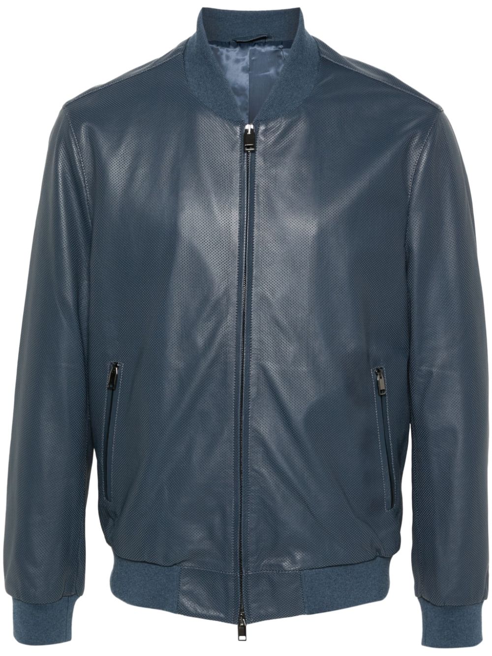 Brioni perforated leather bomber jacket - Blue von Brioni