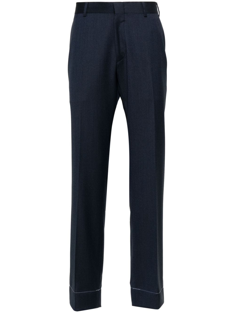 Brioni pressed-crease concealed-fastening tailored trousers - Blue von Brioni