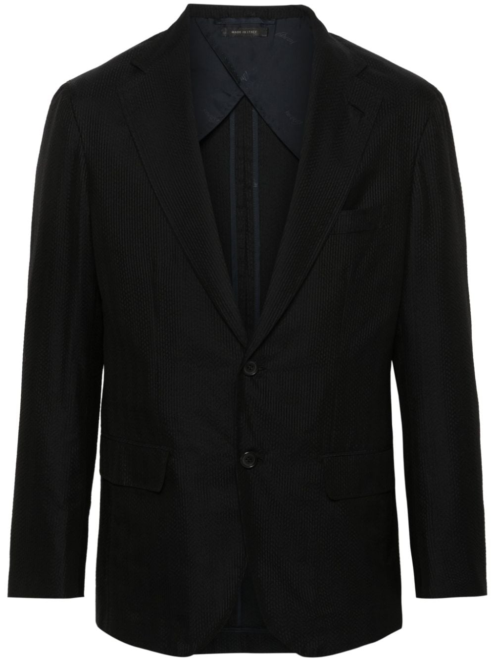 Brioni seersucker herringbone silk blazer - Blue von Brioni