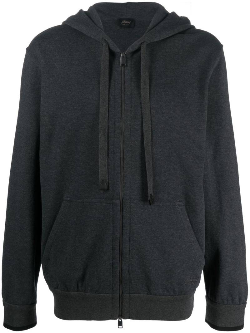 Brioni zip-up long-sleeved hoodie - Black von Brioni