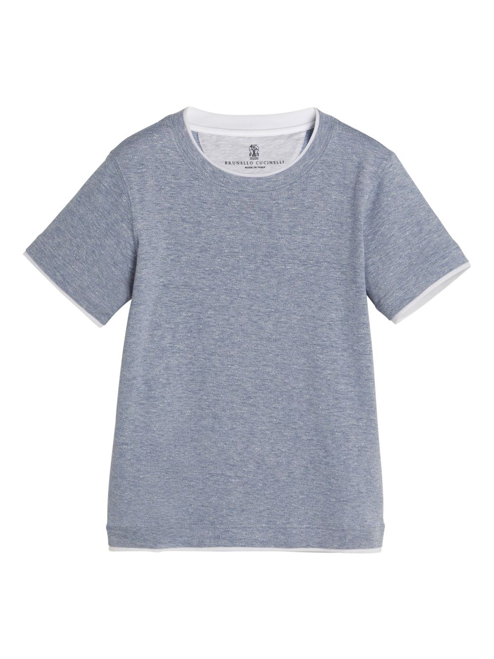 Brunello Cucinelli Kids Monili-embellished linen-blend T-shirt - Blue von Brunello Cucinelli Kids