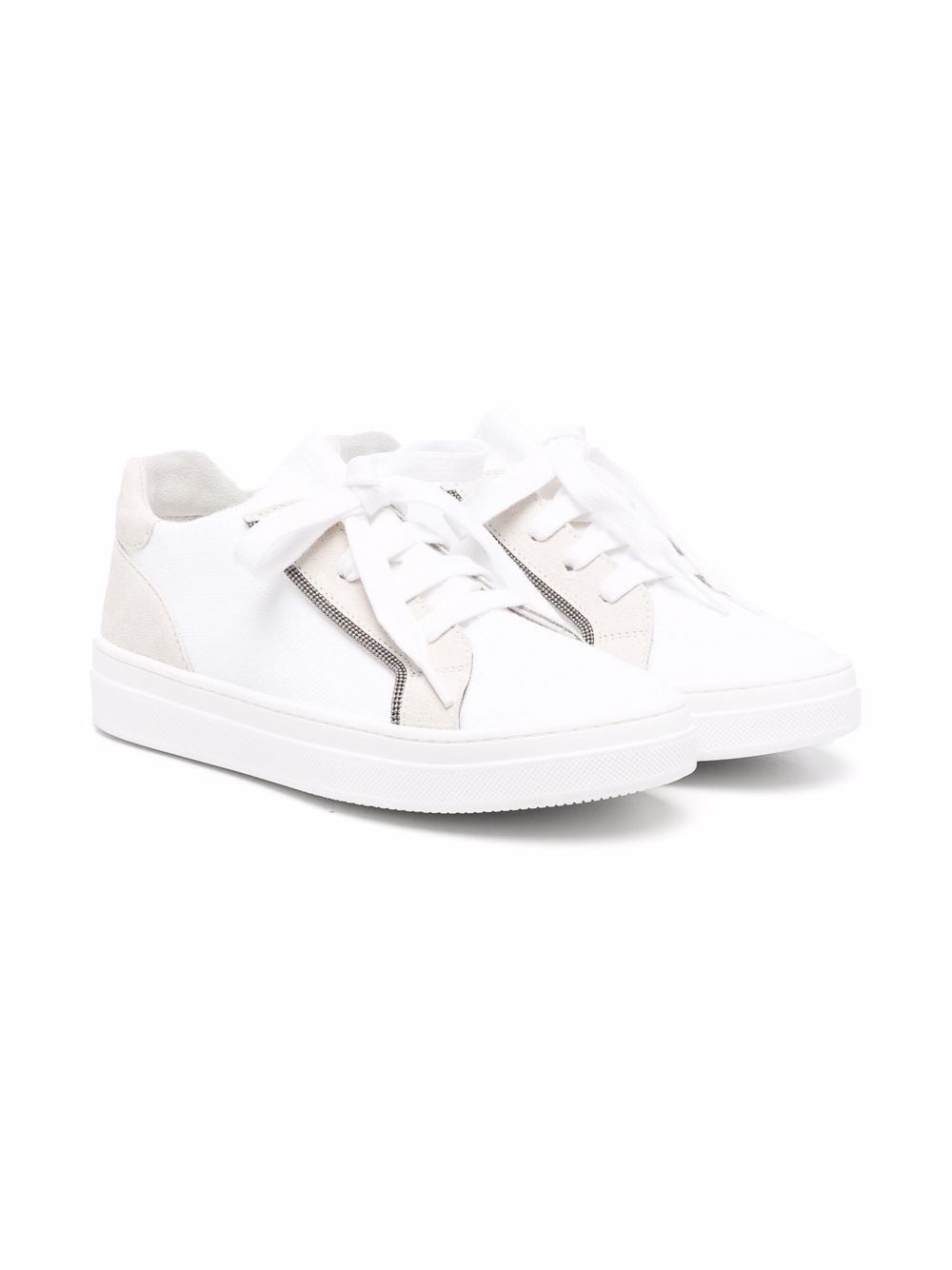 Brunello Cucinelli Kids Monili panelled suede-trim sneakers - White von Brunello Cucinelli Kids