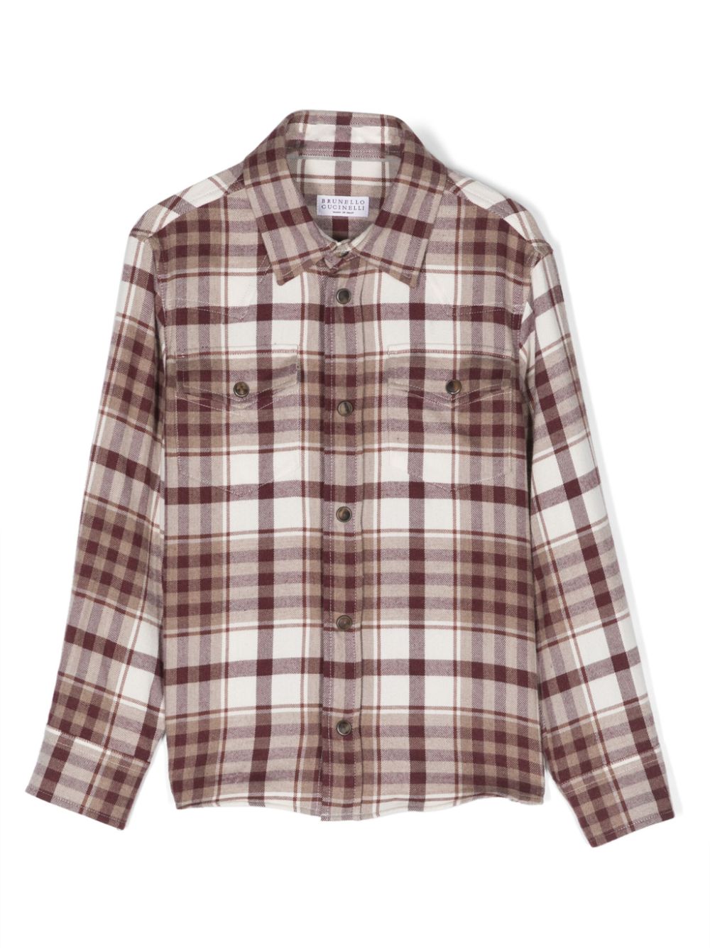 Brunello Cucinelli Kids check-pattern cotton shirt - Neutrals von Brunello Cucinelli Kids