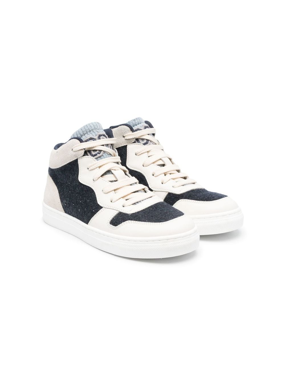 Brunello Cucinelli Kids colour-block high-top sneakers - Neutrals von Brunello Cucinelli Kids