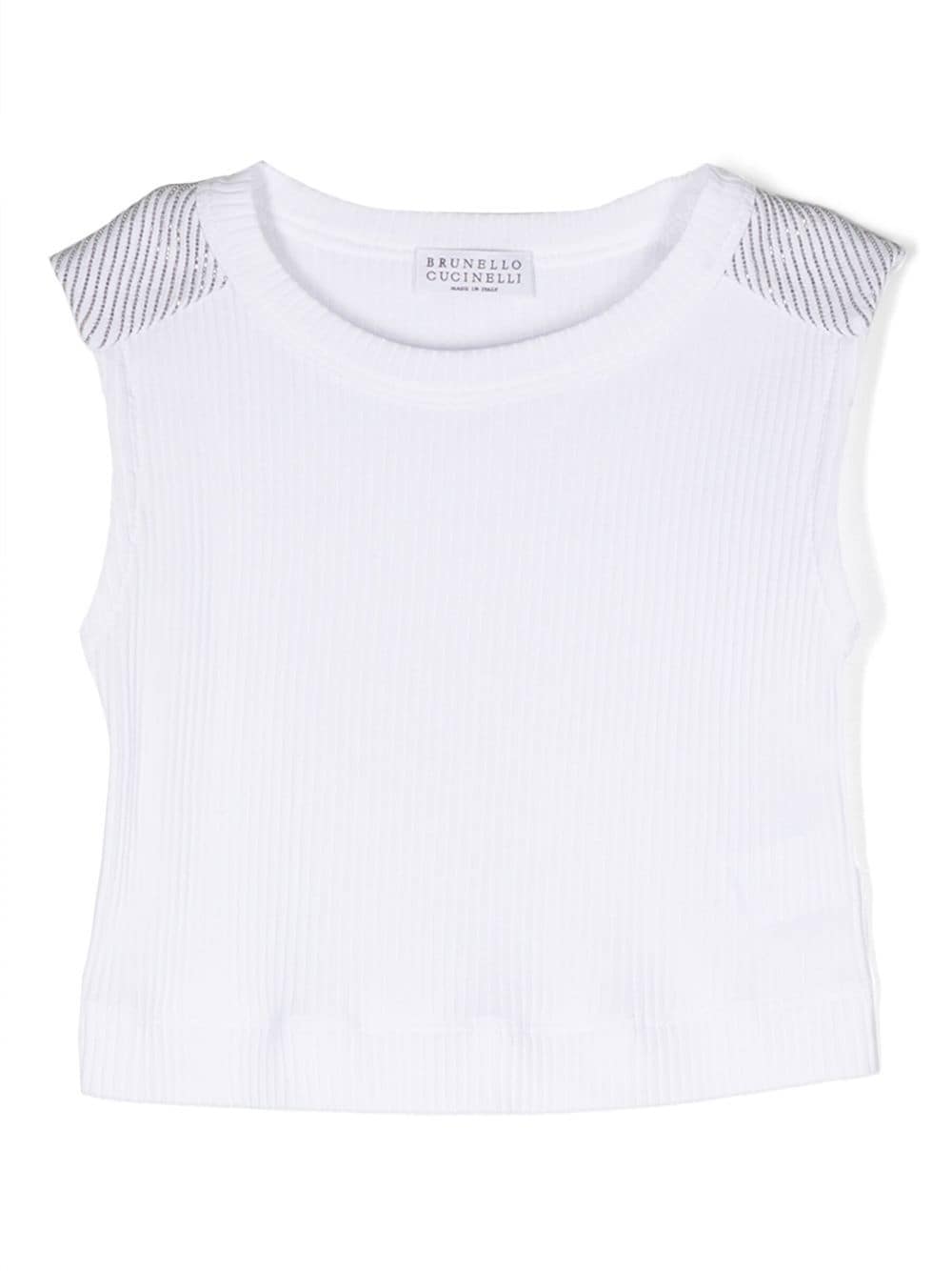 Brunello Cucinelli Kids crystal-detail ribbed top - White von Brunello Cucinelli Kids
