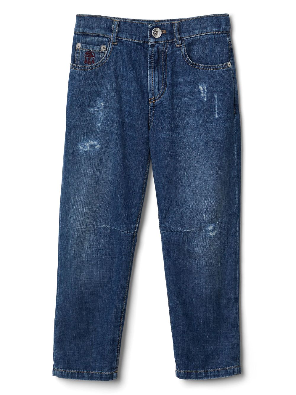 Brunello Cucinelli Kids distressed straight-leg jeans - Blue von Brunello Cucinelli Kids