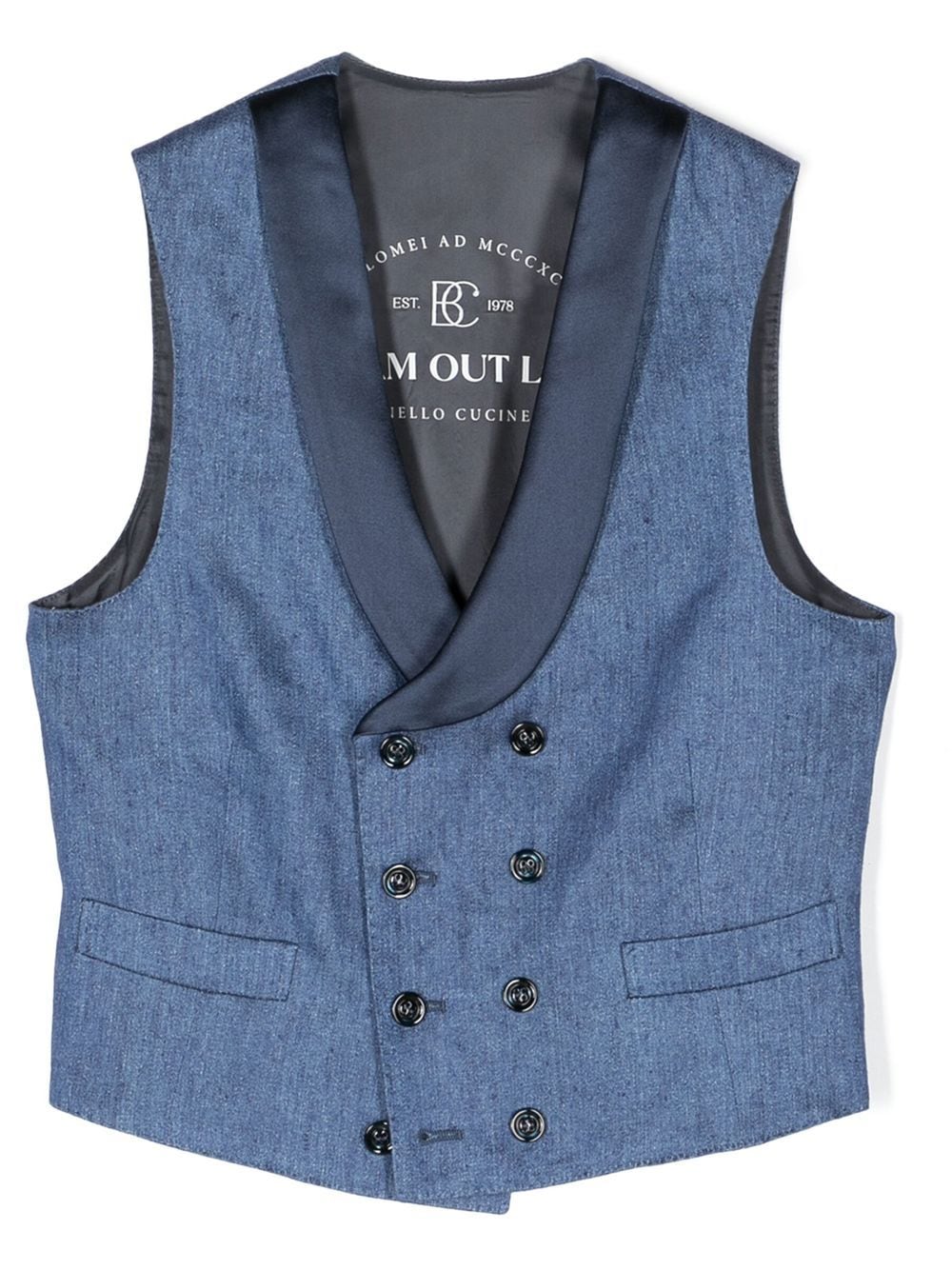 Brunello Cucinelli Kids double breasted linen/flax waistcoat - Blue von Brunello Cucinelli Kids