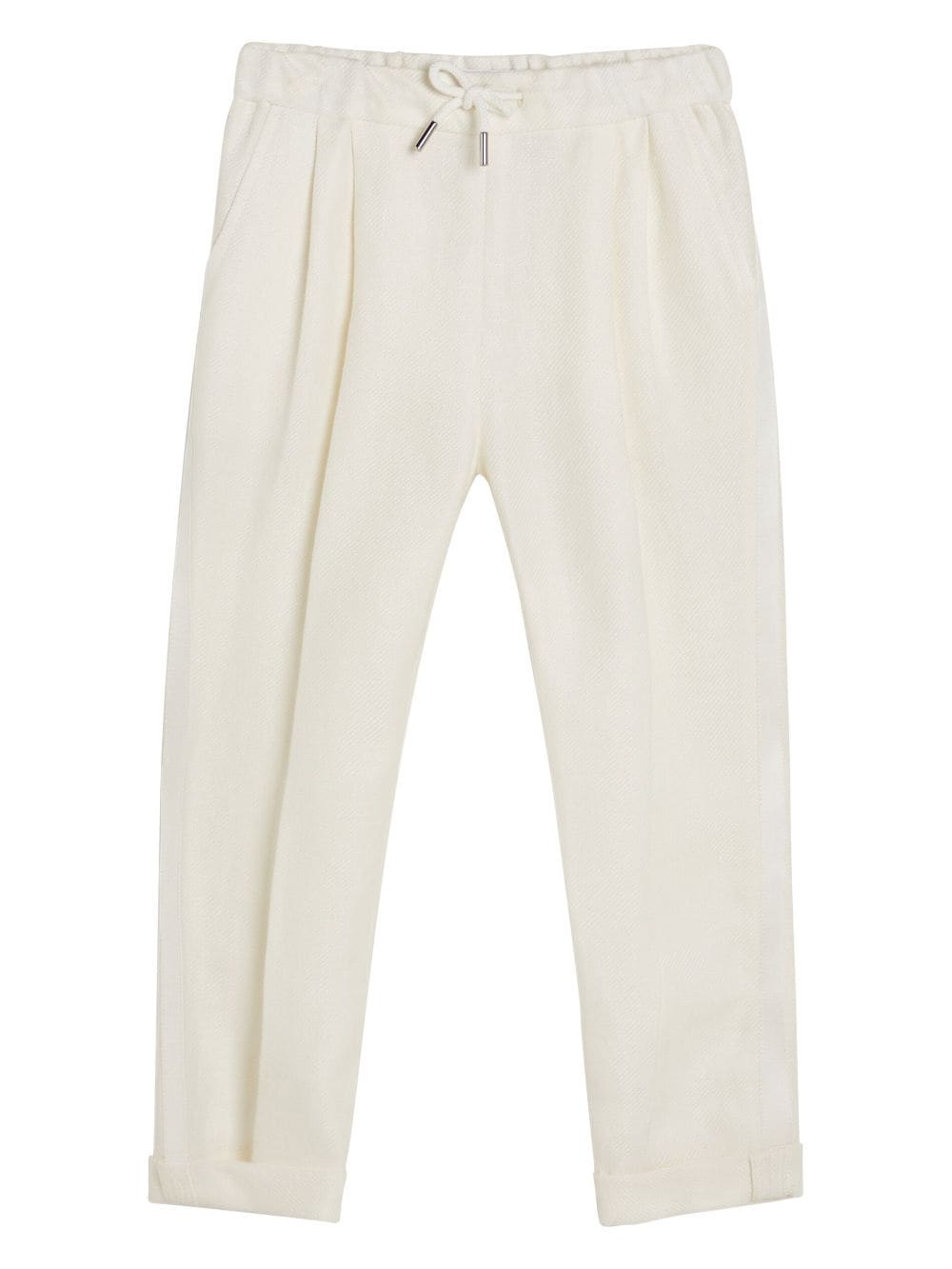 Brunello Cucinelli Kids drawstring slim-fit trousers - White von Brunello Cucinelli Kids