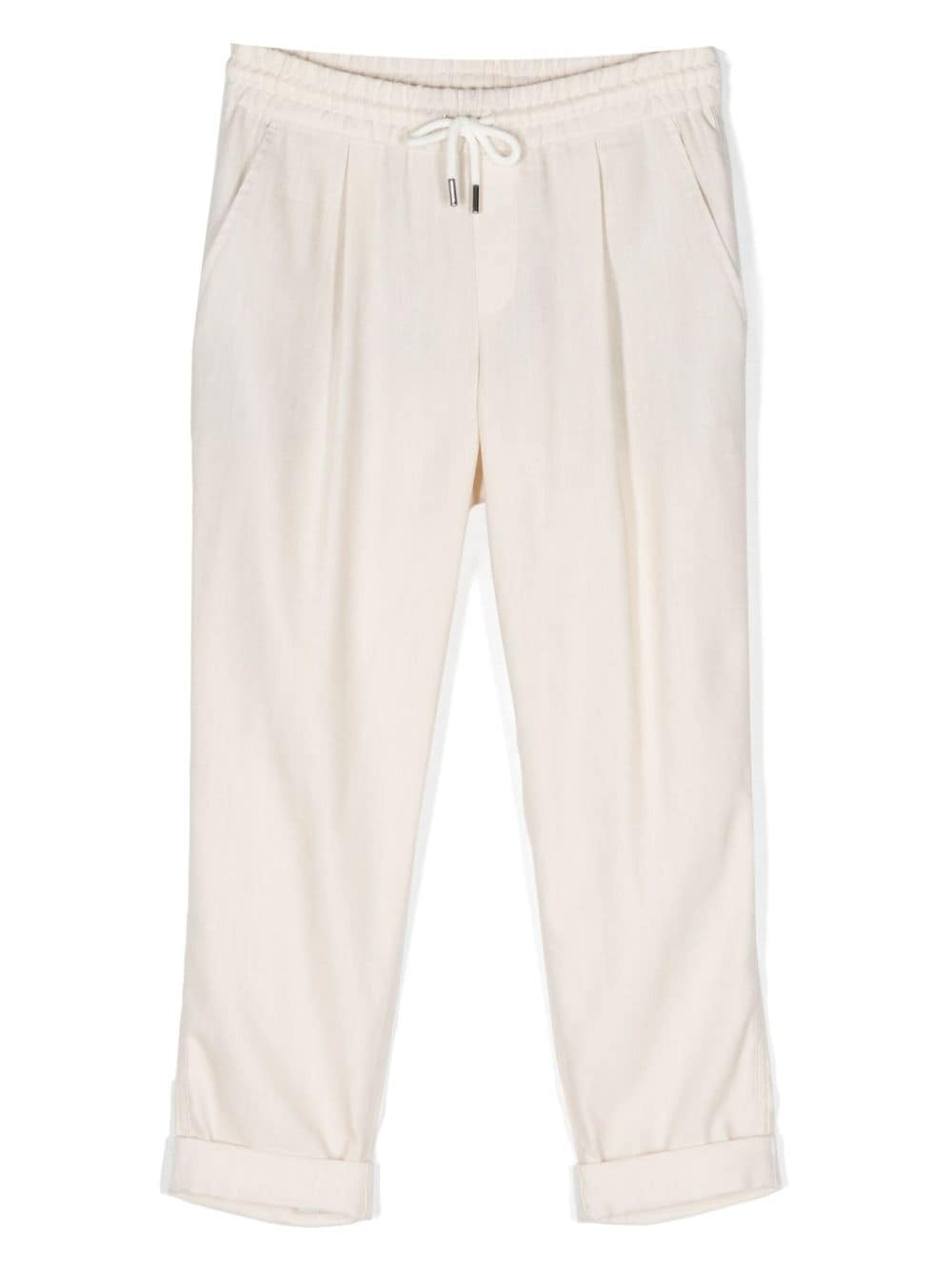 Brunello Cucinelli Kids drawstring tapered trousers - Neutrals von Brunello Cucinelli Kids