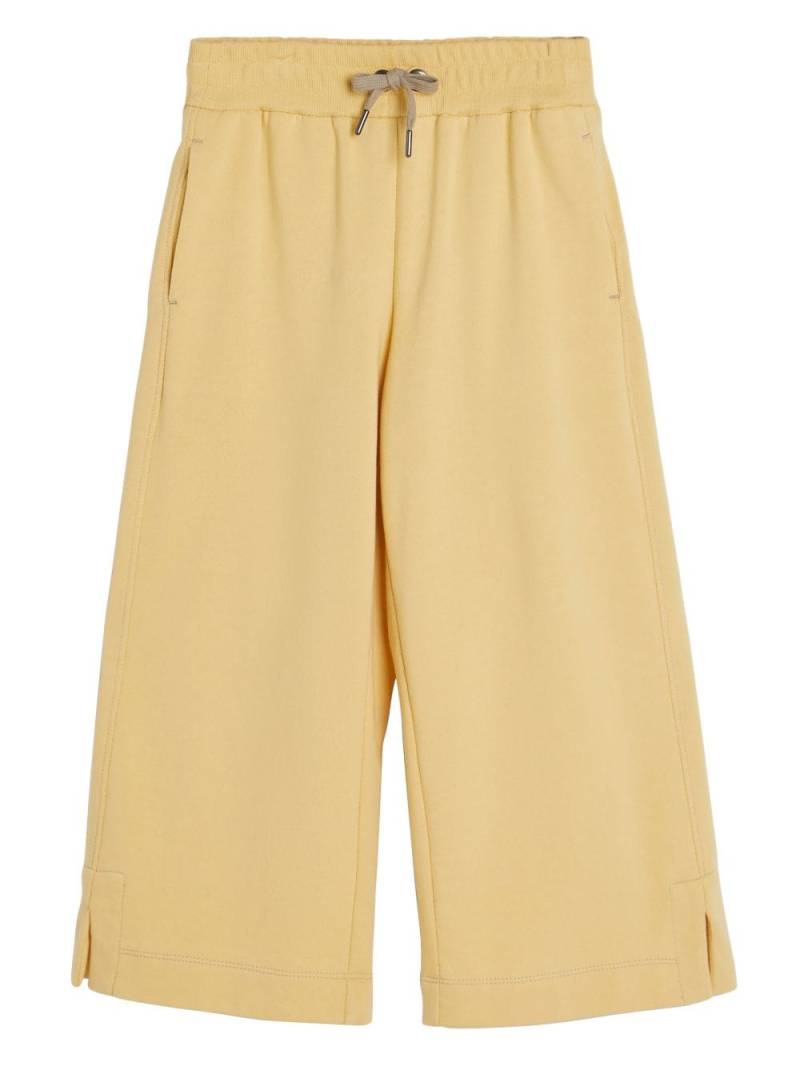 Brunello Cucinelli Kids drawstring-waist cotton trousers - Yellow von Brunello Cucinelli Kids