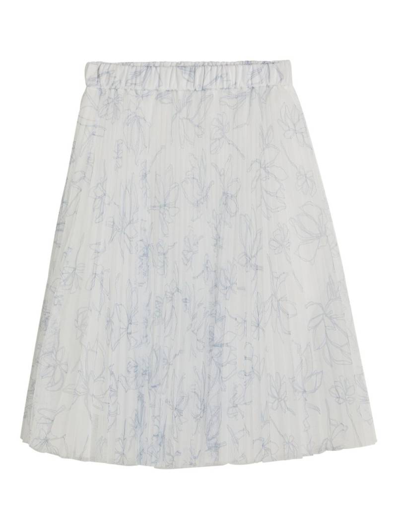 Brunello Cucinelli Kids floral-print pleated tulle skirt - White von Brunello Cucinelli Kids