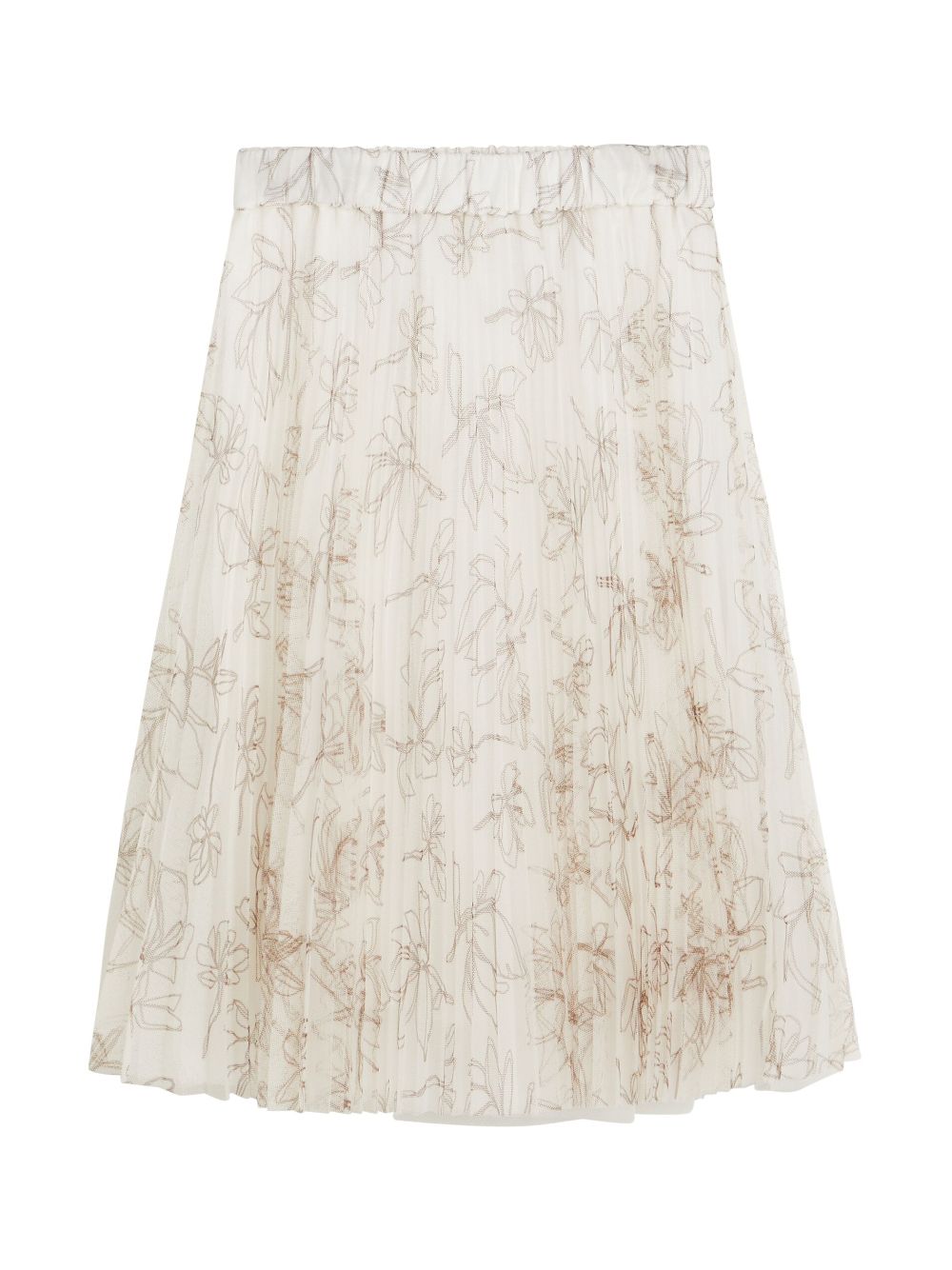 Brunello Cucinelli Kids floral-print pleated tulle skirt - White von Brunello Cucinelli Kids