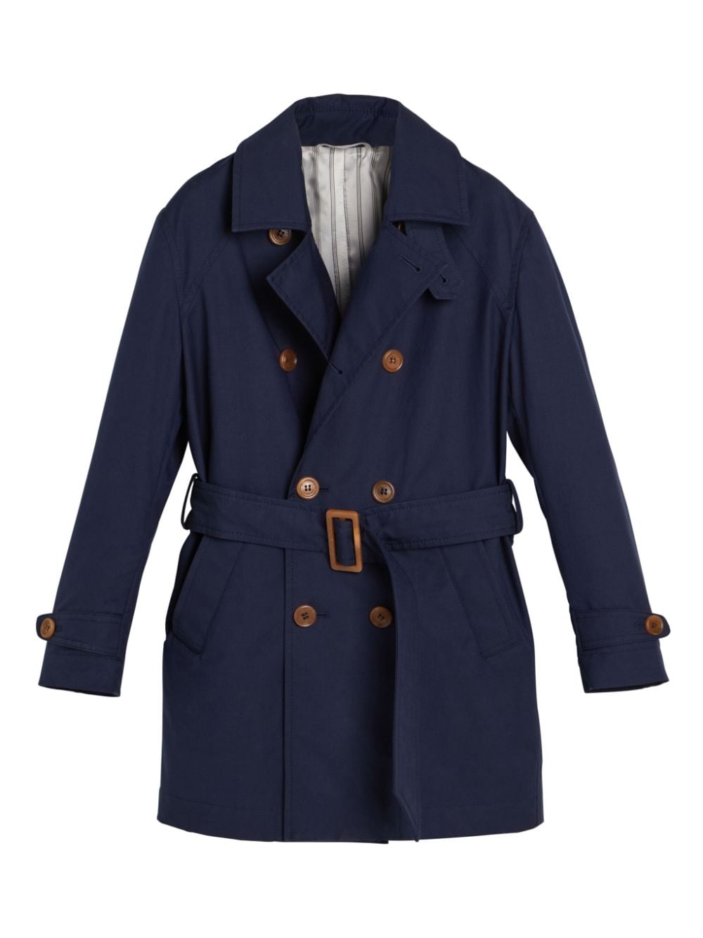 Brunello Cucinelli Kids gabardine-weave trench coat - Blue von Brunello Cucinelli Kids