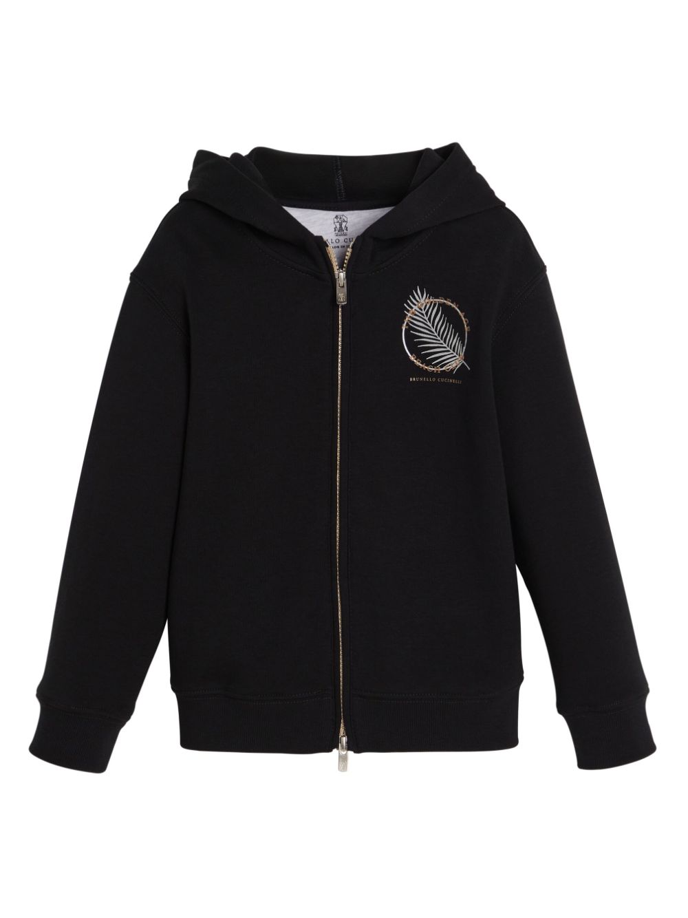 Brunello Cucinelli Kids graphic-print zip-up hoodie - Black von Brunello Cucinelli Kids