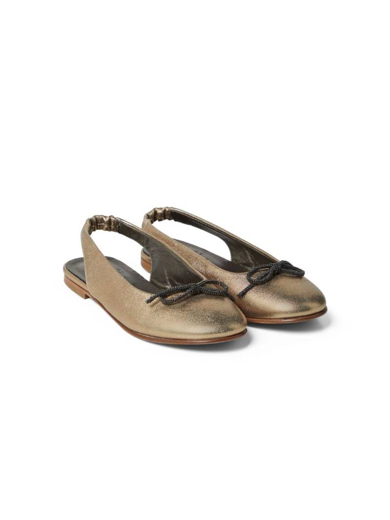 Brunello Cucinelli Kids lamé-leather ballerine shoes - Gold von Brunello Cucinelli Kids