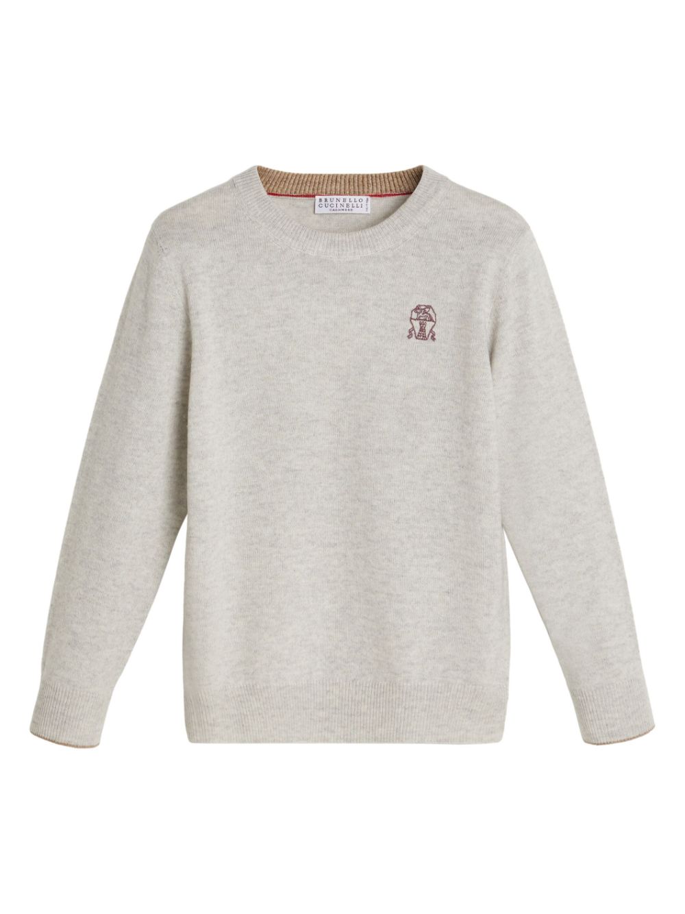 Brunello Cucinelli Kids logo-embroidered cashmere jumper - Neutrals von Brunello Cucinelli Kids