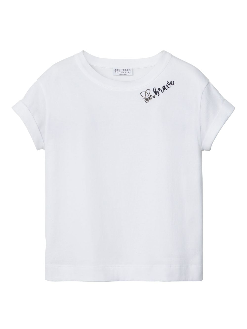 Brunello Cucinelli Kids logo-embroidery cotton T-shirt - White von Brunello Cucinelli Kids