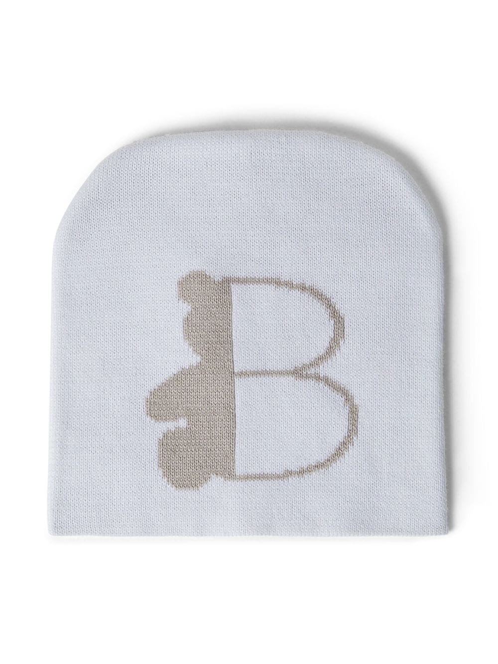 Brunello Cucinelli Kids logo-intarsia cotton beanie - White von Brunello Cucinelli Kids
