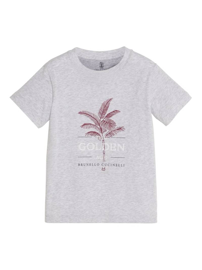 Brunello Cucinelli Kids logo-print cotton T-shirt - Grey von Brunello Cucinelli Kids