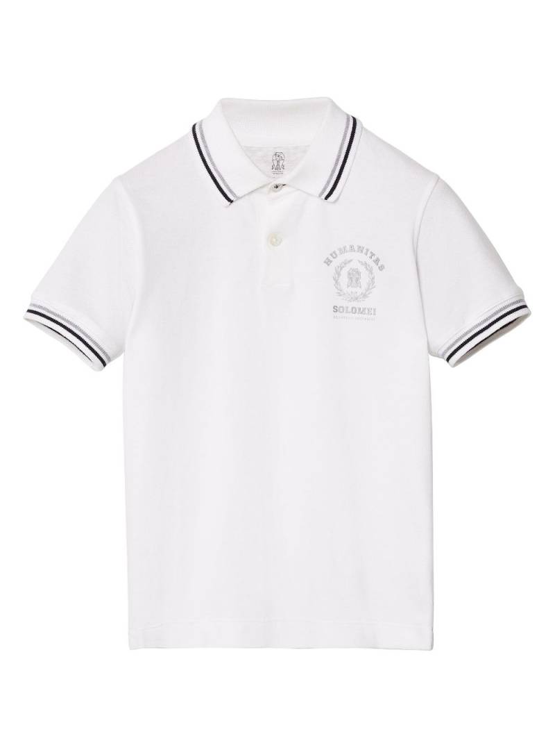 Brunello Cucinelli Kids logo-print cotton polo shirt - White von Brunello Cucinelli Kids