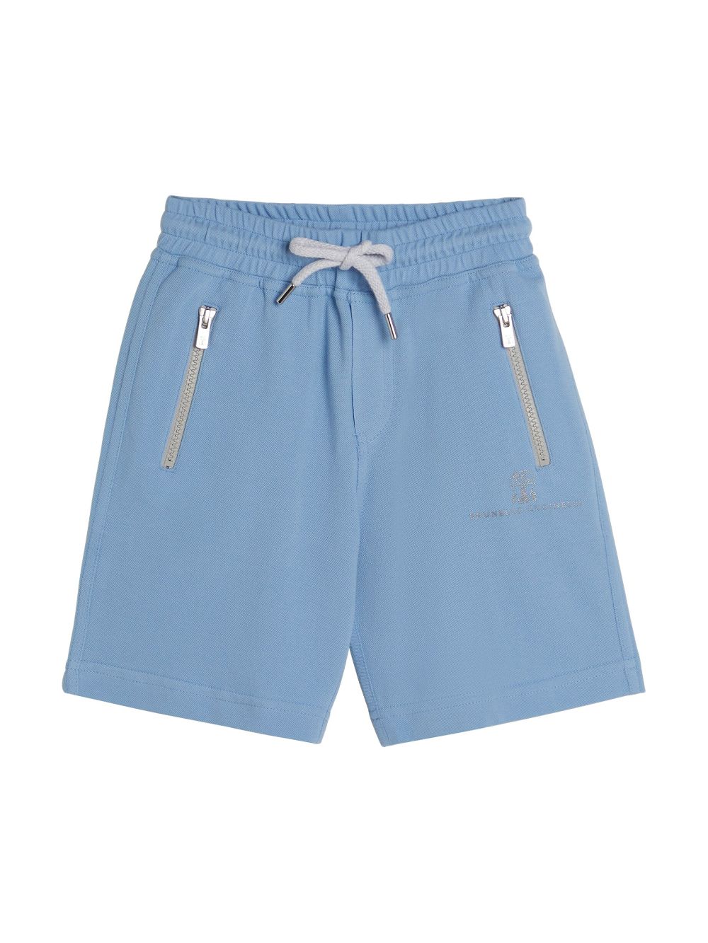 Brunello Cucinelli Kids logo-print cotton track shorts - Blue von Brunello Cucinelli Kids