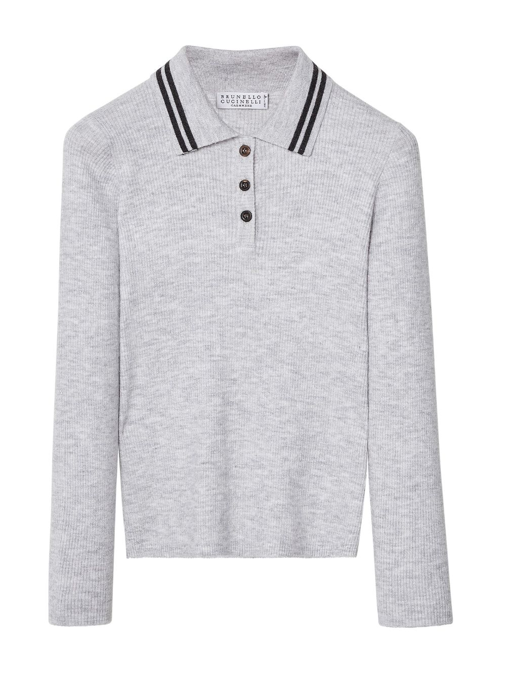 Brunello Cucinelli Kids long-sleeved ribbed polo shirt - Grey von Brunello Cucinelli Kids