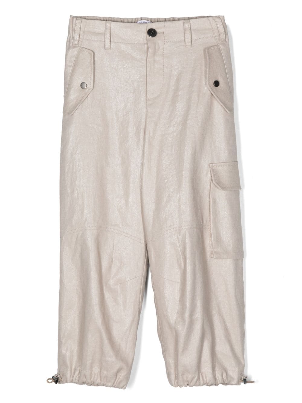 Brunello Cucinelli Kids lurex-detail cotton-linen trousers - Neutrals von Brunello Cucinelli Kids