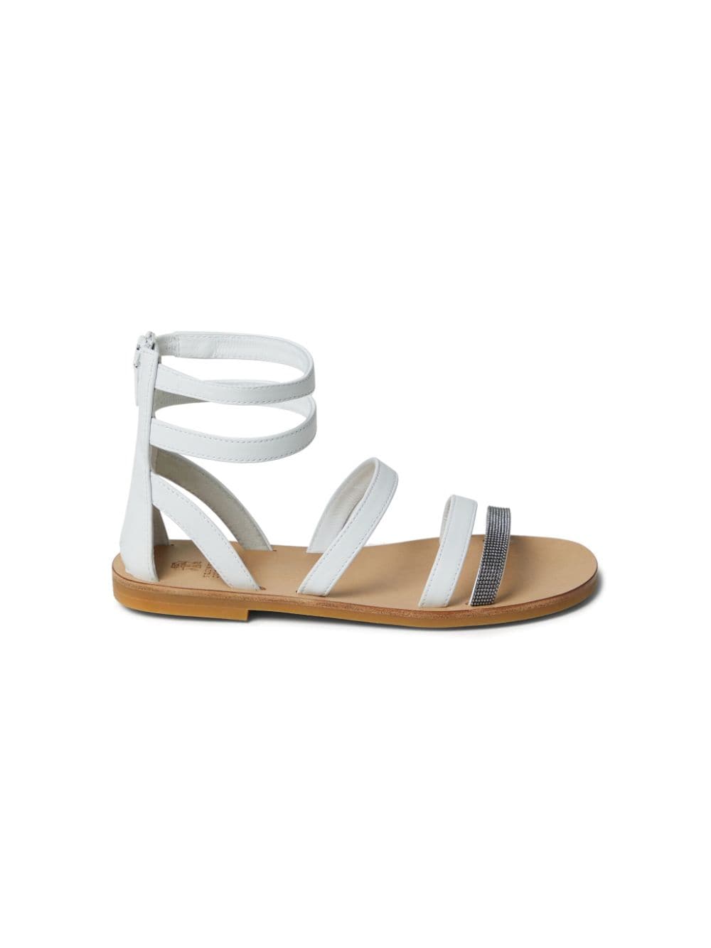 Brunello Cucinelli Kids monili-bead leather sandals - White von Brunello Cucinelli Kids