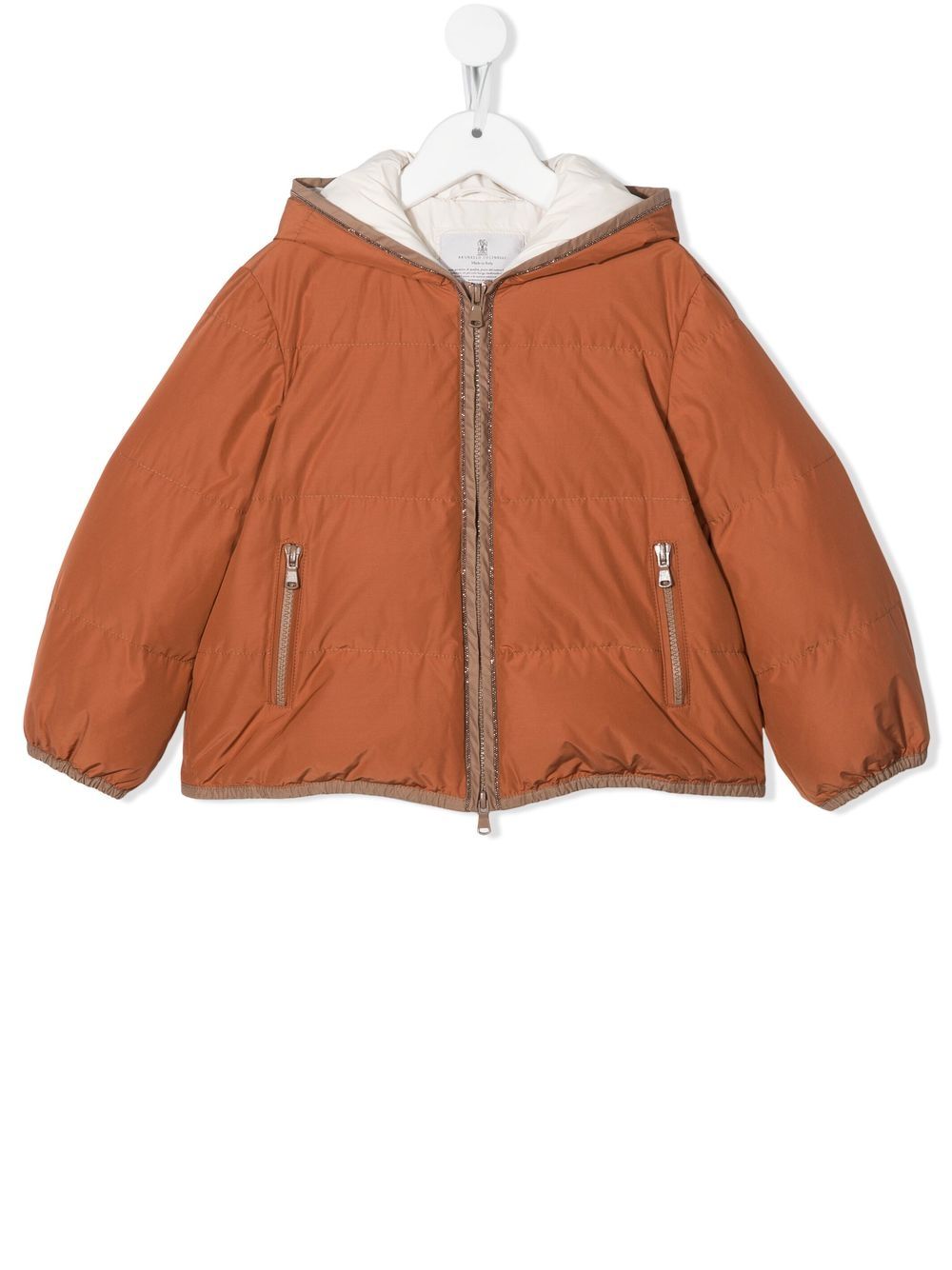 Brunello Cucinelli Kids padded hooded jacket - Orange von Brunello Cucinelli Kids