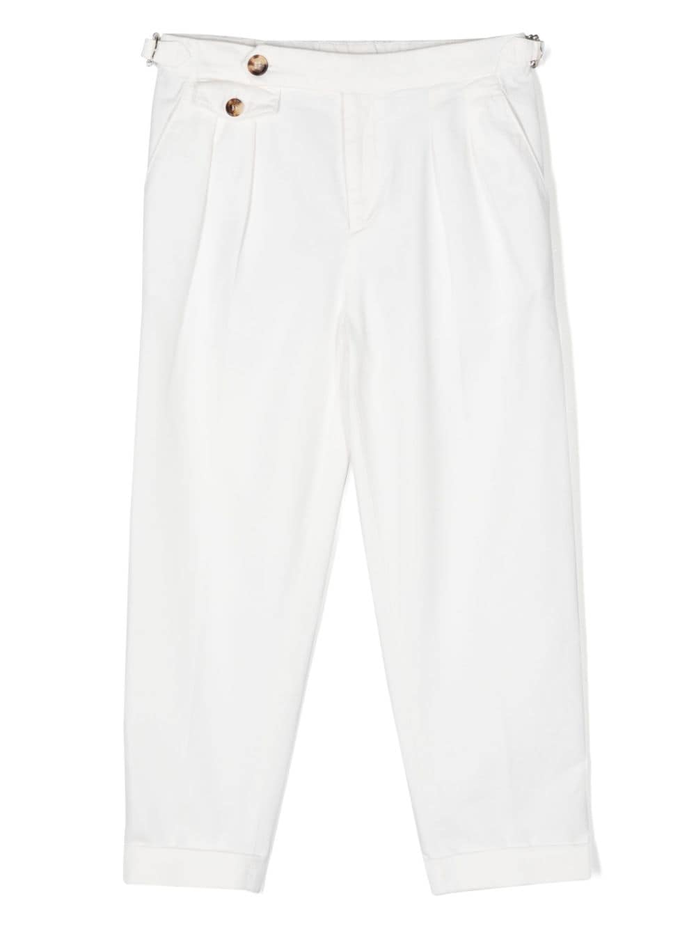 Brunello Cucinelli Kids pleat-detail cotton trousers - White von Brunello Cucinelli Kids