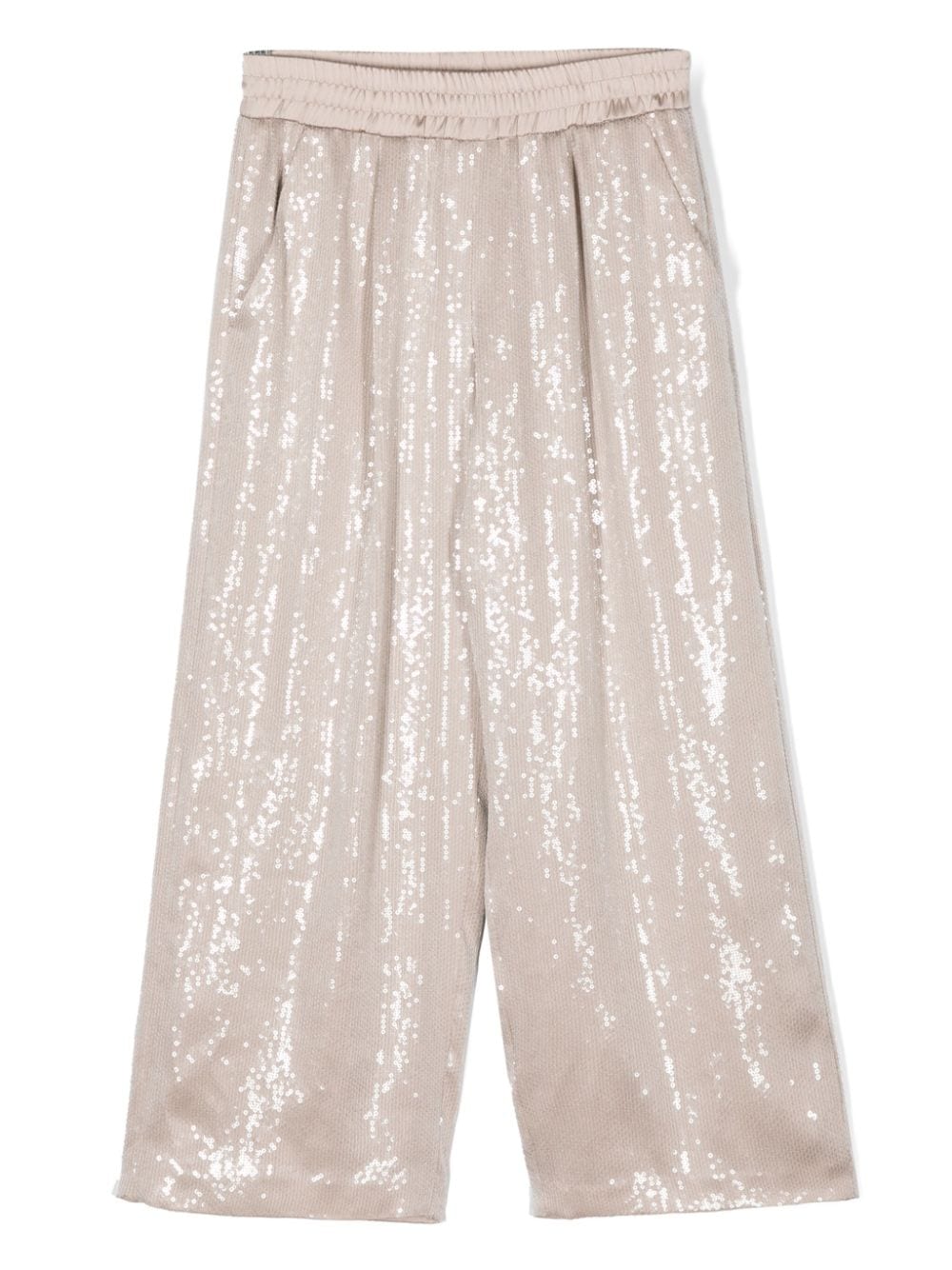 Brunello Cucinelli Kids sequin-embellished wide-leg trousers - Neutrals von Brunello Cucinelli Kids