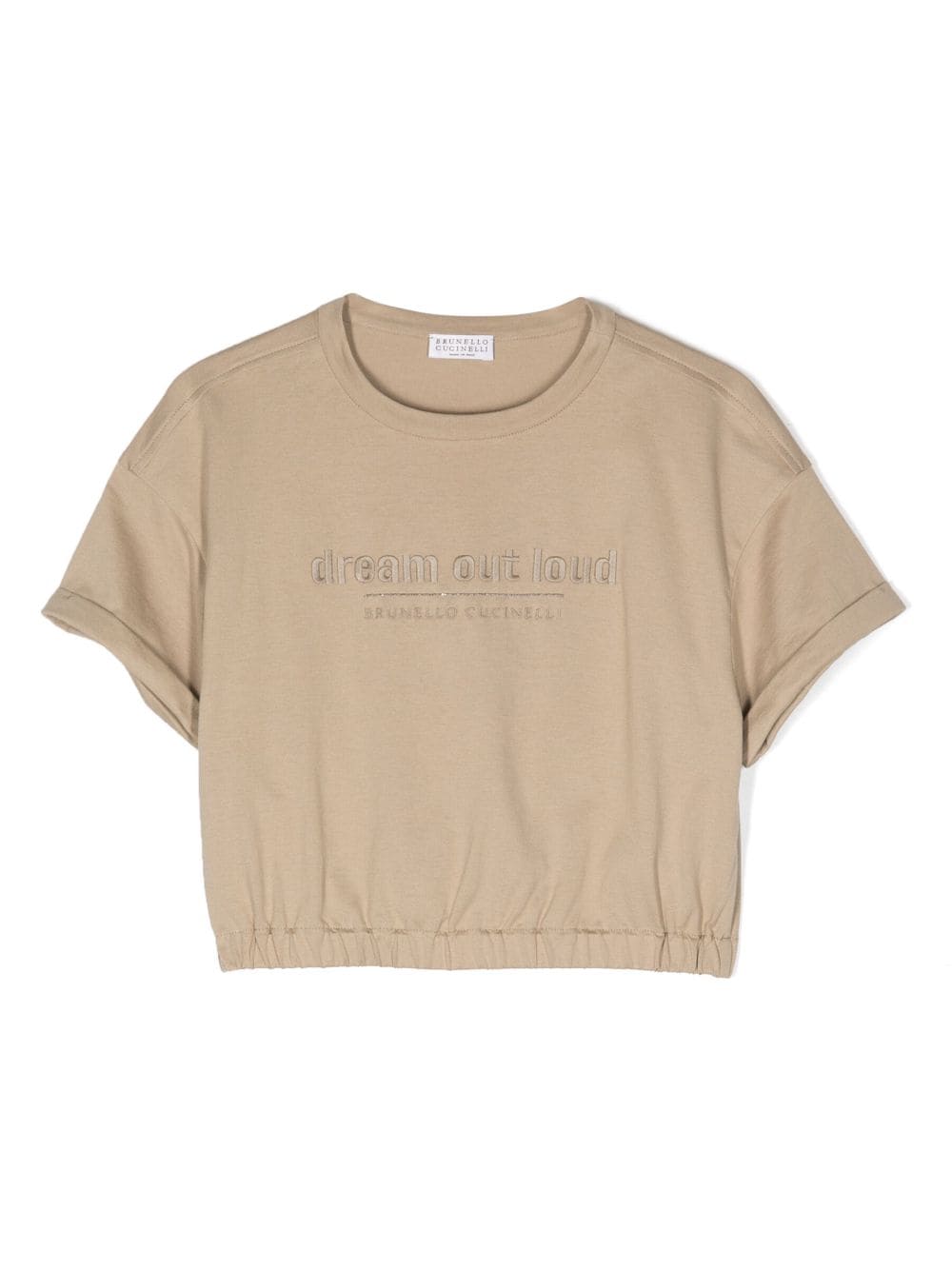 Brunello Cucinelli Kids slogan-embroidered cotton T-shirt - Neutrals von Brunello Cucinelli Kids