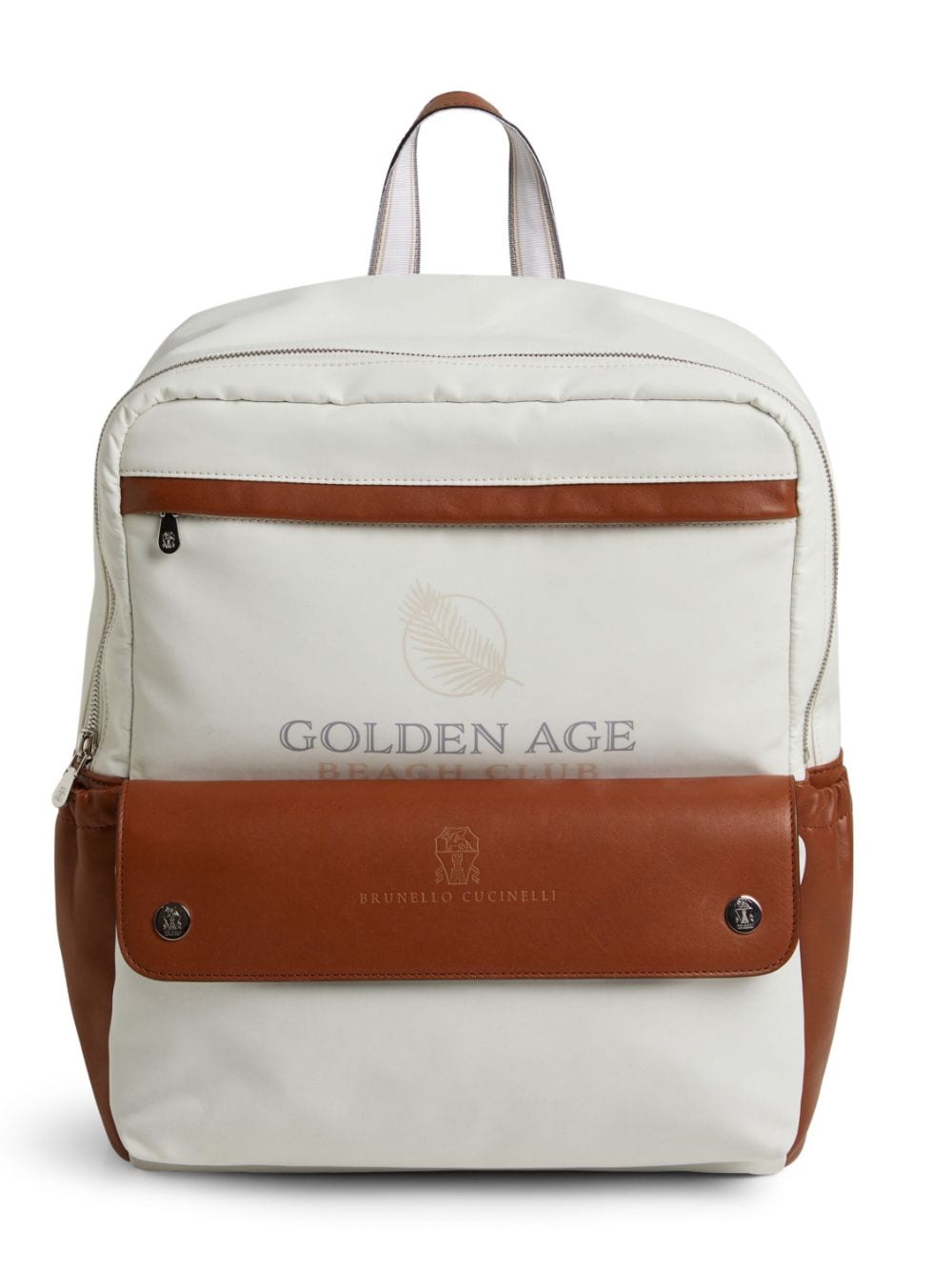 Brunello Cucinelli Kids slogan-print backpack - Neutrals von Brunello Cucinelli Kids