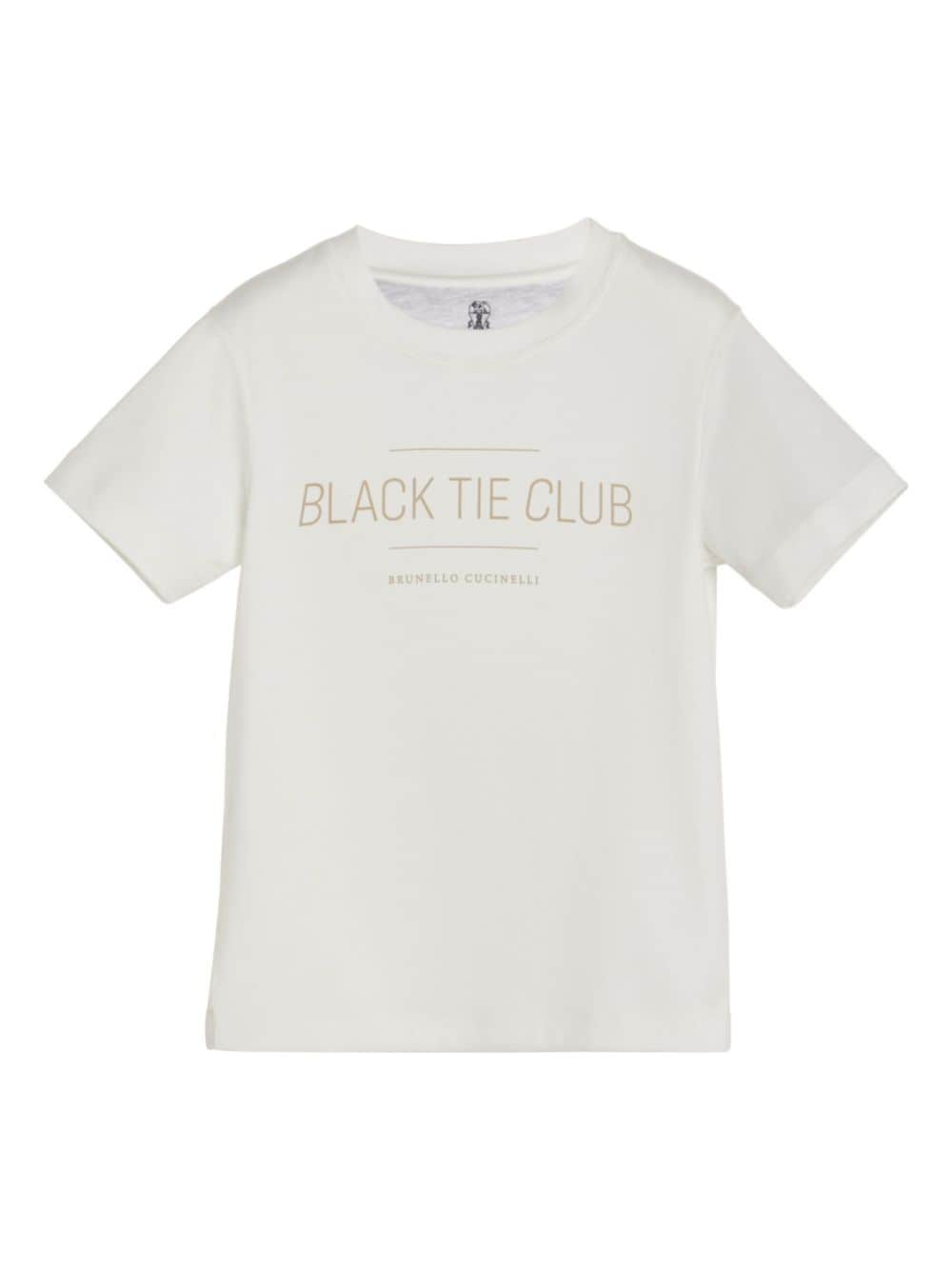 Brunello Cucinelli Kids slogan-print cotton T-shirt - White von Brunello Cucinelli Kids