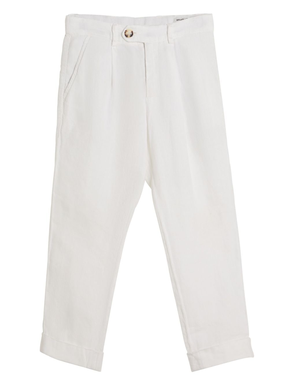 Brunello Cucinelli Kids straight-leg linen trousers - White von Brunello Cucinelli Kids