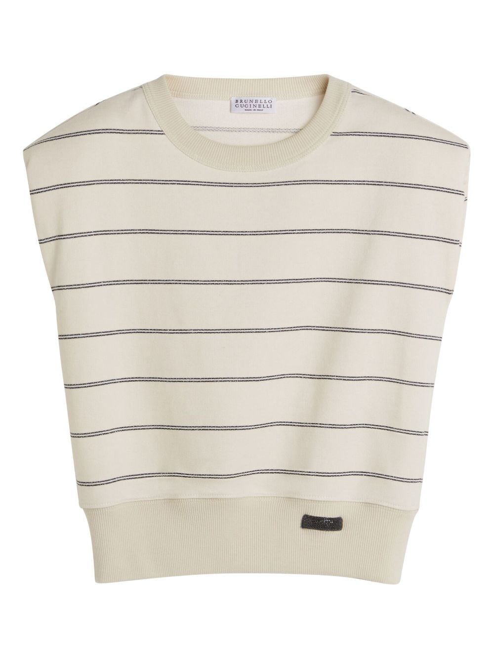 Brunello Cucinelli Kids striped sleeveless sweatshirt - Neutrals von Brunello Cucinelli Kids