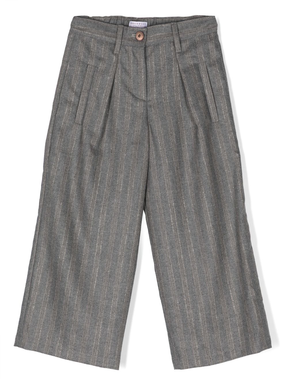 Brunello Cucinelli Kids striped straight-leg trousers - Grey von Brunello Cucinelli Kids