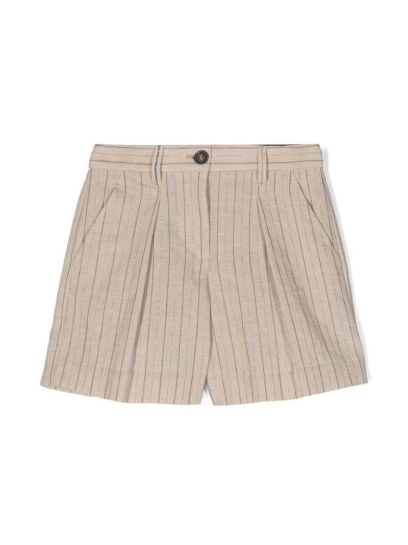 Brunello Cucinelli Kids tailored striped shorts - Neutrals von Brunello Cucinelli Kids