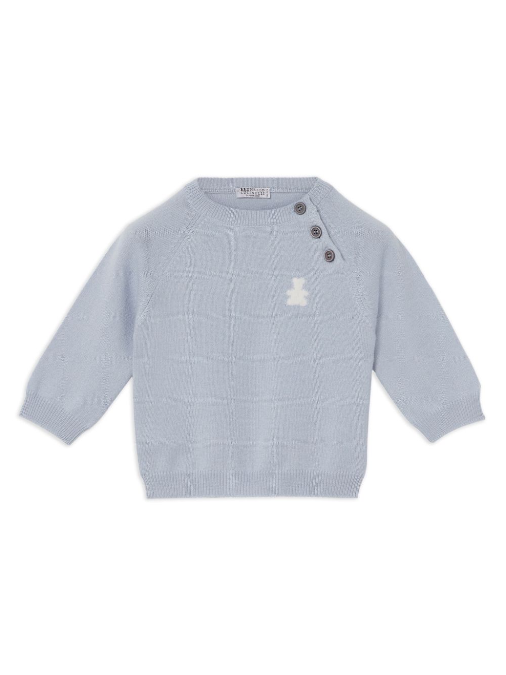 Brunello Cucinelli Kids teddy bear-motif cashmere jumper - Blue von Brunello Cucinelli Kids